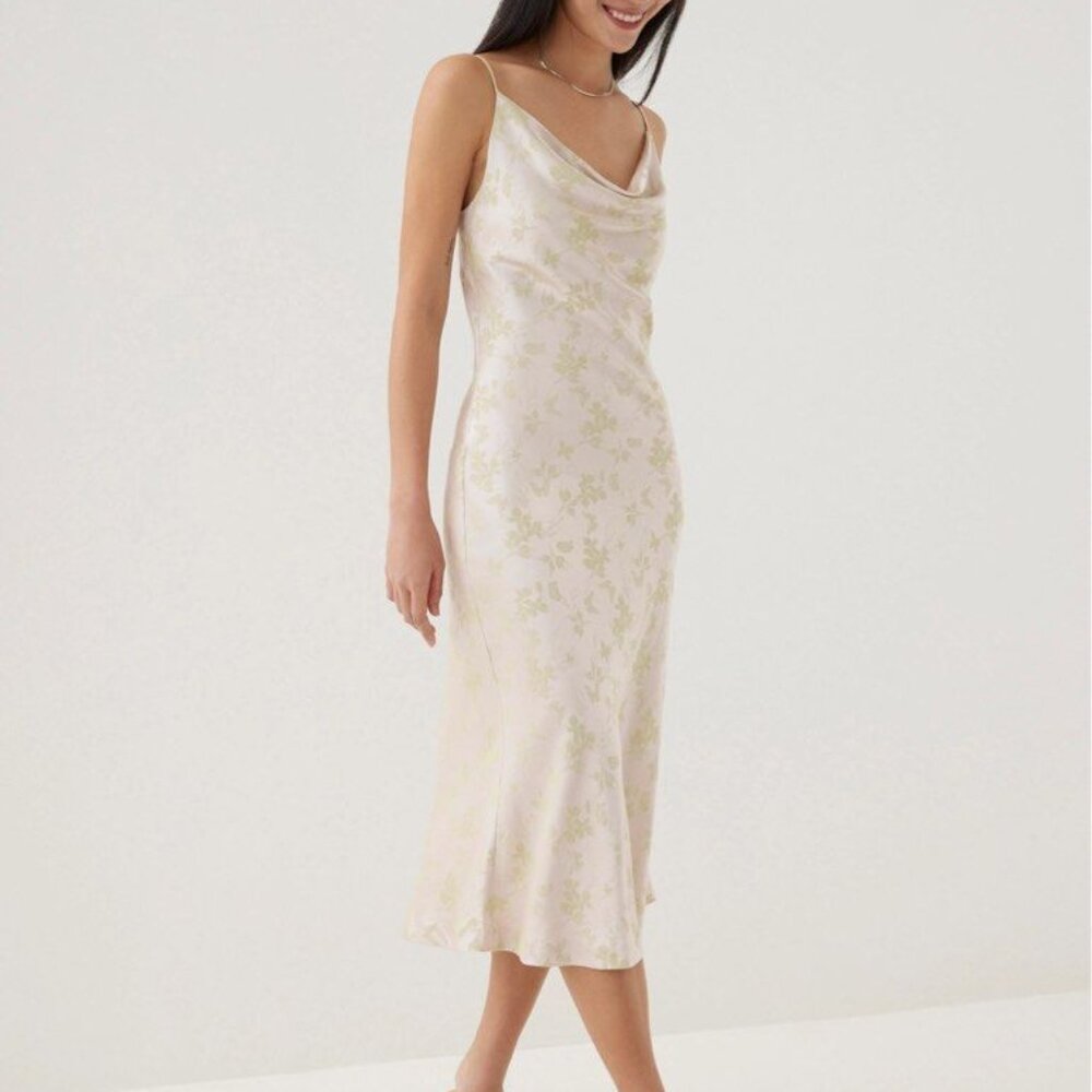 Adrianna Satin Cowl Neck Midi Dress in Opulent Florals